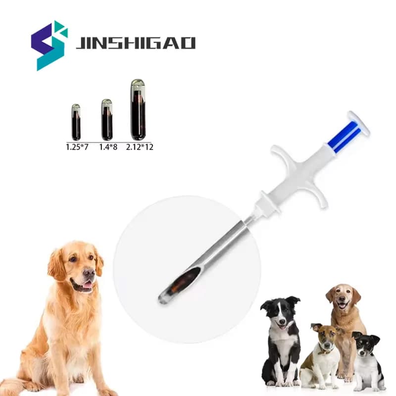 5 pz 1.4*8mm FDX-B Microchip 134.2 KHz Animale Chip Microchip Veterinario Pet Siringa RFID Iniettore Animale Transponder Lettore di Animali Domestici