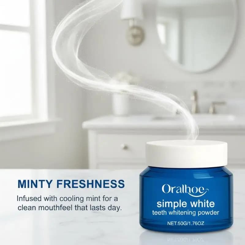 Natural mint teeth whitening powder, removes stains and plaque, refreshes breath, daily oral care for domestic use