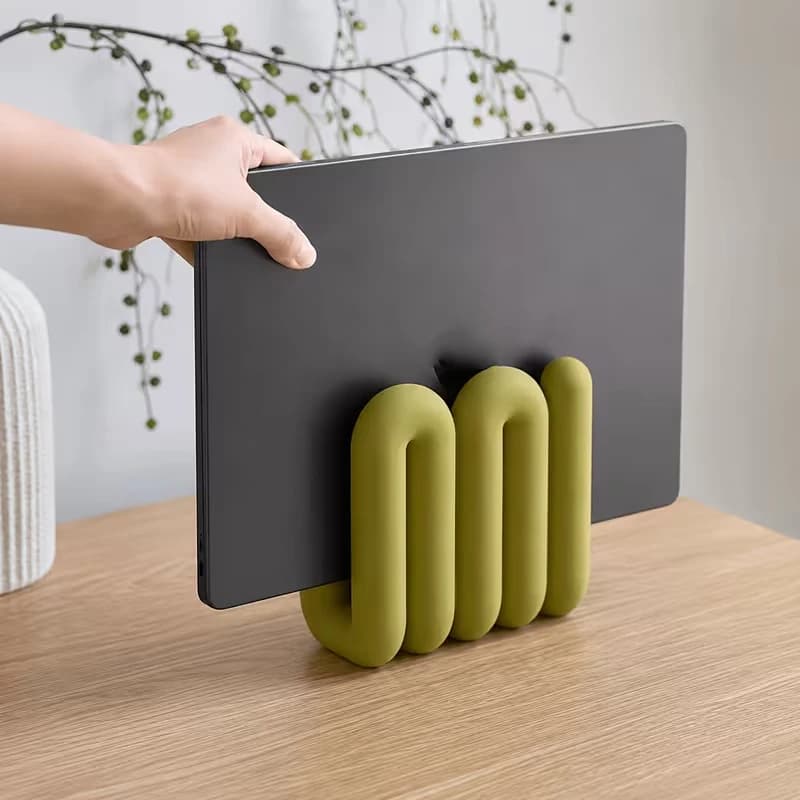 3D Printed Wave Shape Laptop Stand PLA Desktop Storage Holder Modern Art Desk Organizer for Notebook Tablet