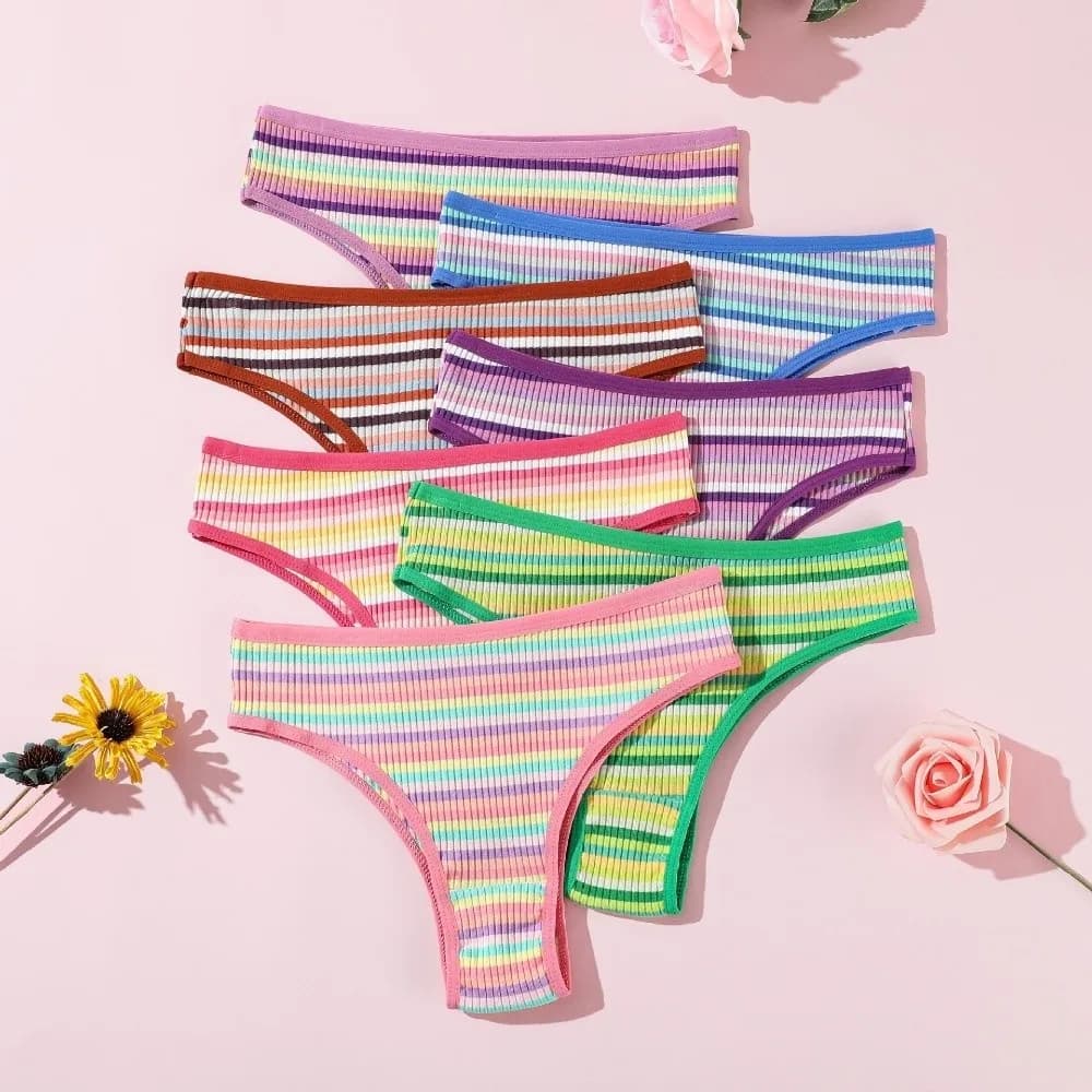 Slip a vita bassa a righe semplici, mutandine colorate da donna, slip triangolari in morbido cotone da donna