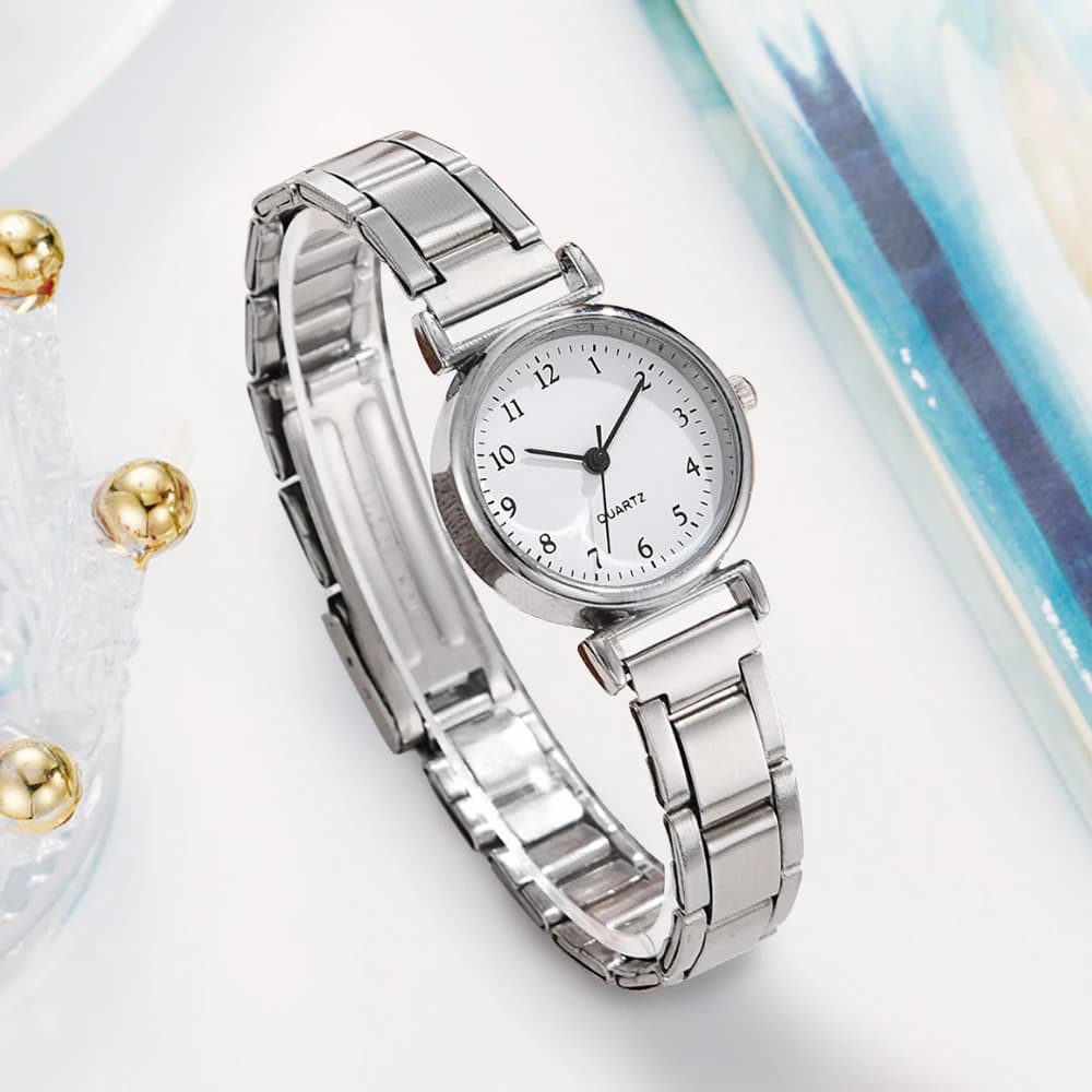 Women's Fashion Quartz watch with steel strap with small Arabic dial