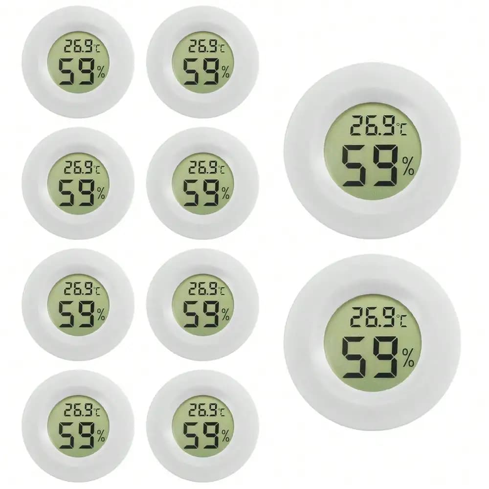 5/10Pcs Hygrometer Thermometer Digital Humidity Meter Indoor/Outdoor Humidity Monitor Reptile Thermo-Hygrometer For Greenhouse Humidors Terrarium Jars, Fahrenheit (℉) /Celsius(℃)