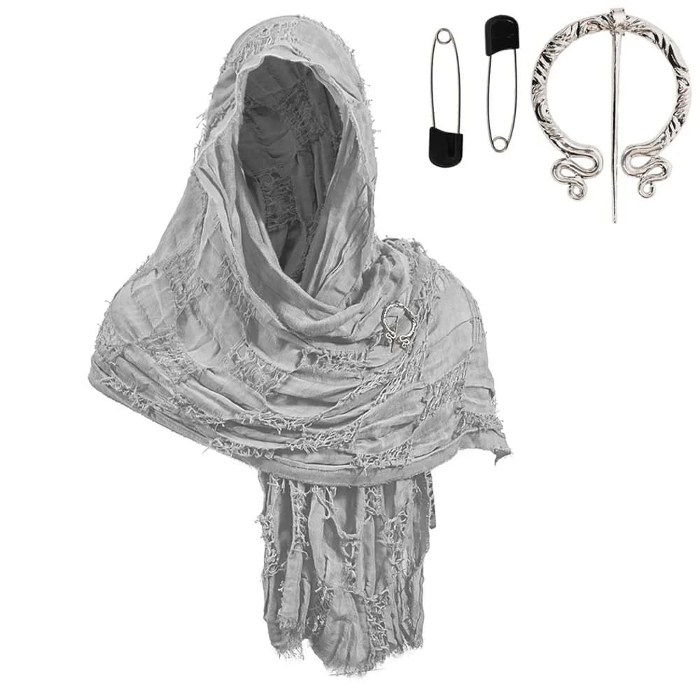 Mantello medievale di stile medievale di moda con spilla vichinga Sciarpa con scialle con cappuccio stile mendicante Sciarpa Mantello Eventi di cultura pop