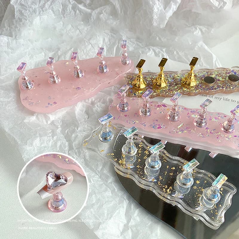 Aurora Supporto magnetico per unghie Espositore per pratica Cristallo acrilico che mostra scaffale Strumento per nail art Smalto colorato per principianti