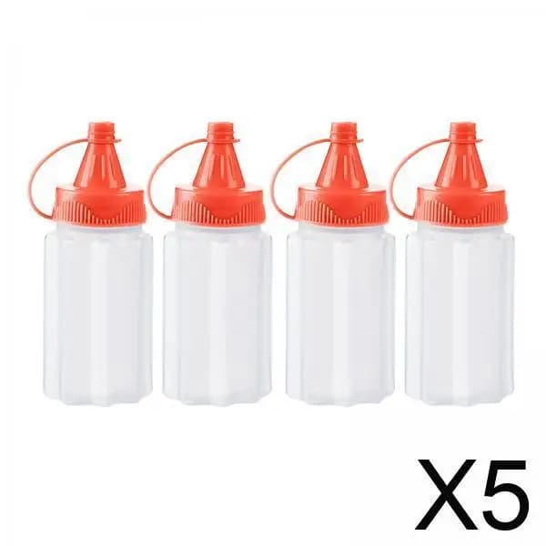 5x set di 4 bottiglie per liquidi, contenitori trasparenti per spezie per uso esterno