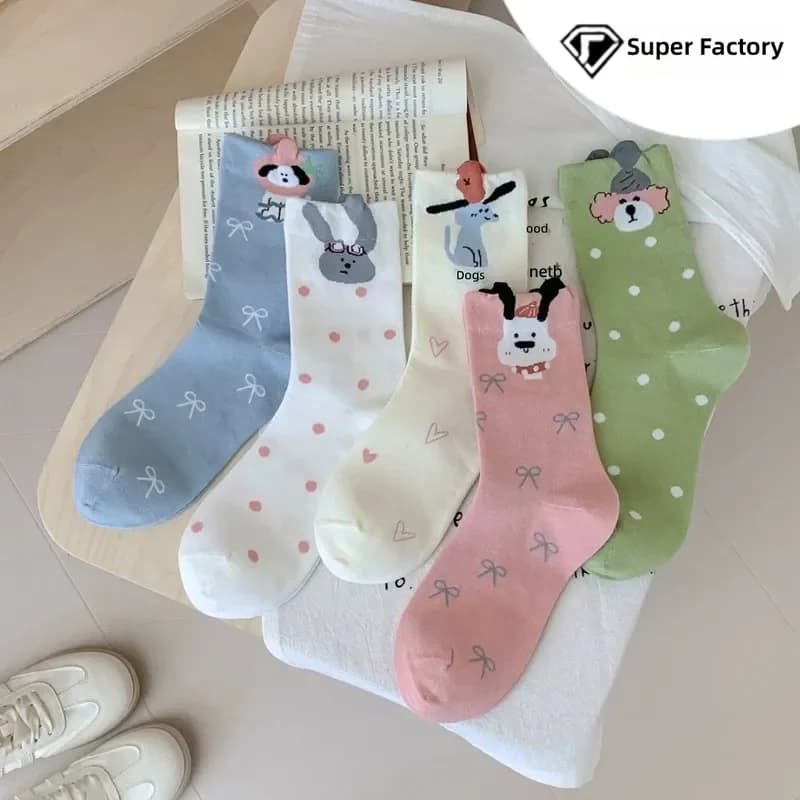 2026 Socks Women Spring Summer Three Dimensional Puppy Medium Tube Socks Cute Japanese Versatile Cartoon Ins Tide Summer