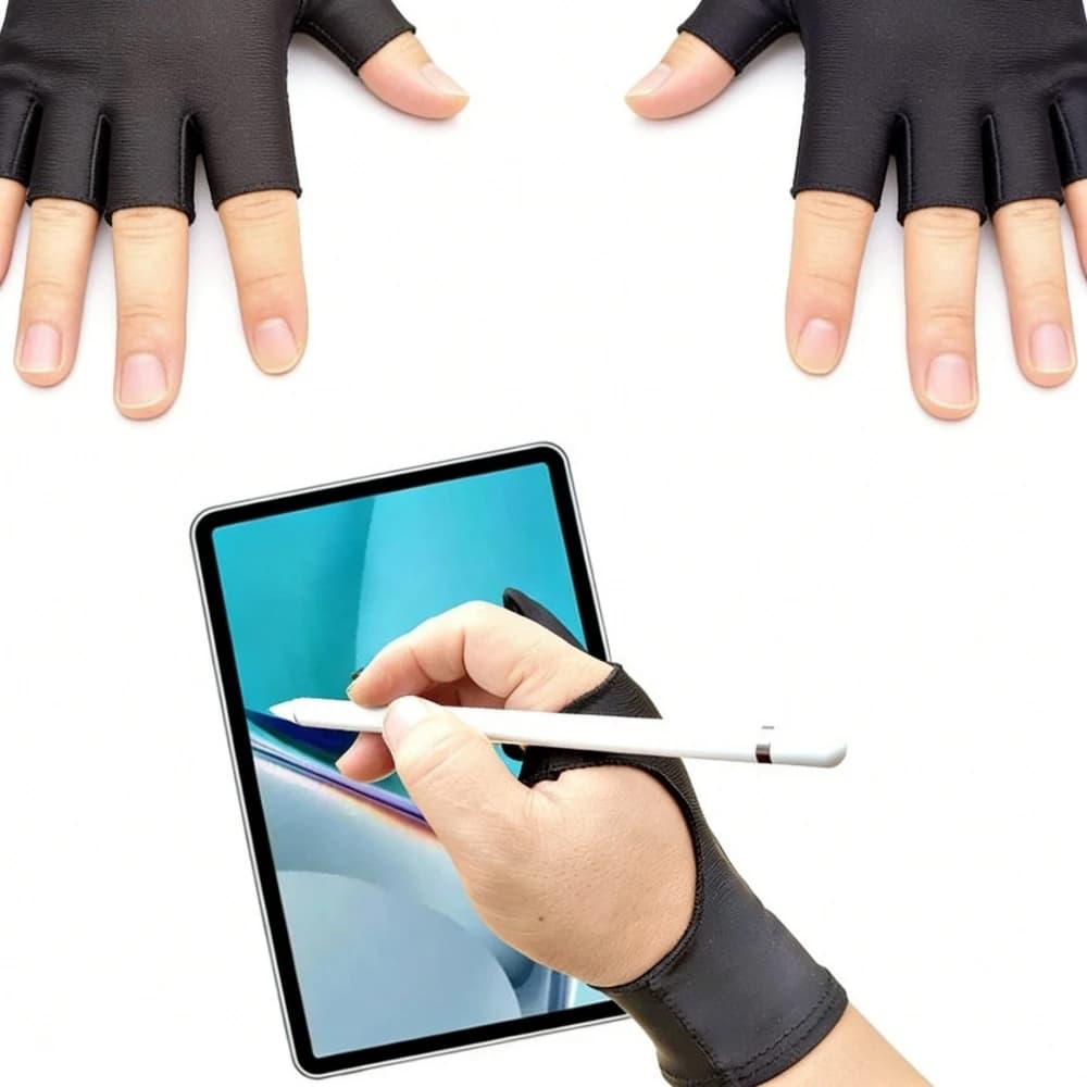 Guanto da Disegno a Due Dita per Artisti, Protezione Anti-Touch Screen per Tavolette Grafiche, Pittura e Schizzi