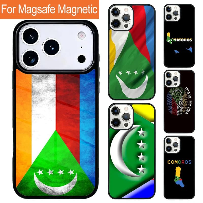 Custodia per telefono con ricarica wireless magnetica morbida con bandiera delle Comore per iPhone 17 Pro 16 15 13 12 11 Pro Max Air 14 Plus con cover MagSafe