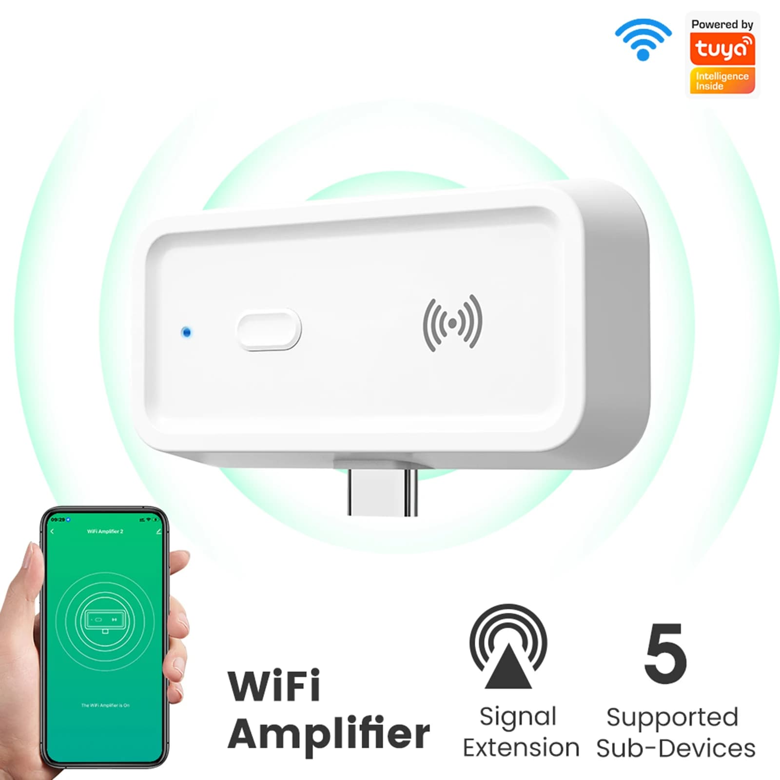 Amplificatore di Segnale WiFi Intelligente Tu Ya 2.4GHz, Ripetitore di Segnale Compatto, Dispositivi per Domotica per Camera da Letto, Cucina, Balcone