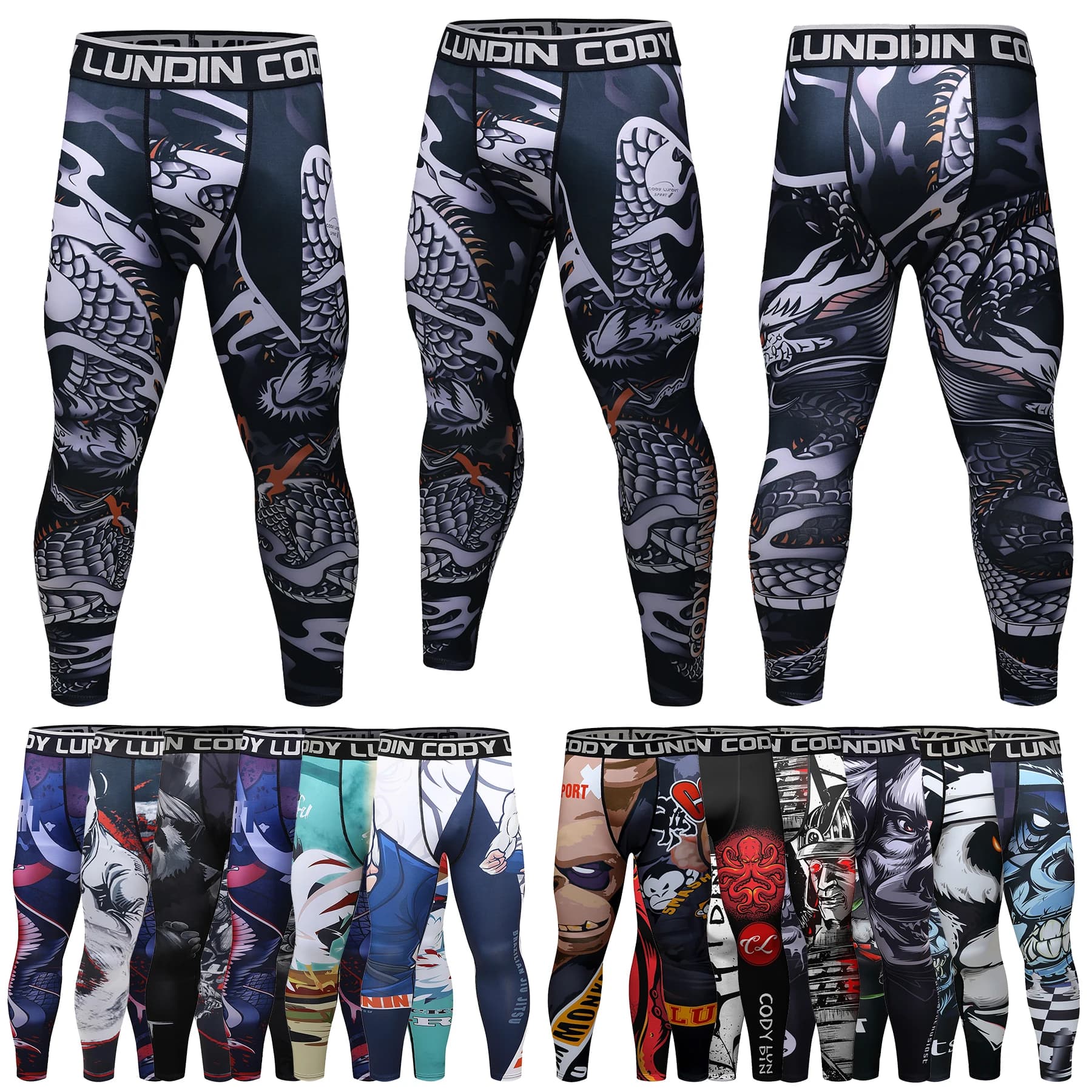Cody Lundin Sports Men BJJ Spats Leggings Collant Jiu Jitsu MMA no Gi Spat Compression Pants for Men Running Leggings