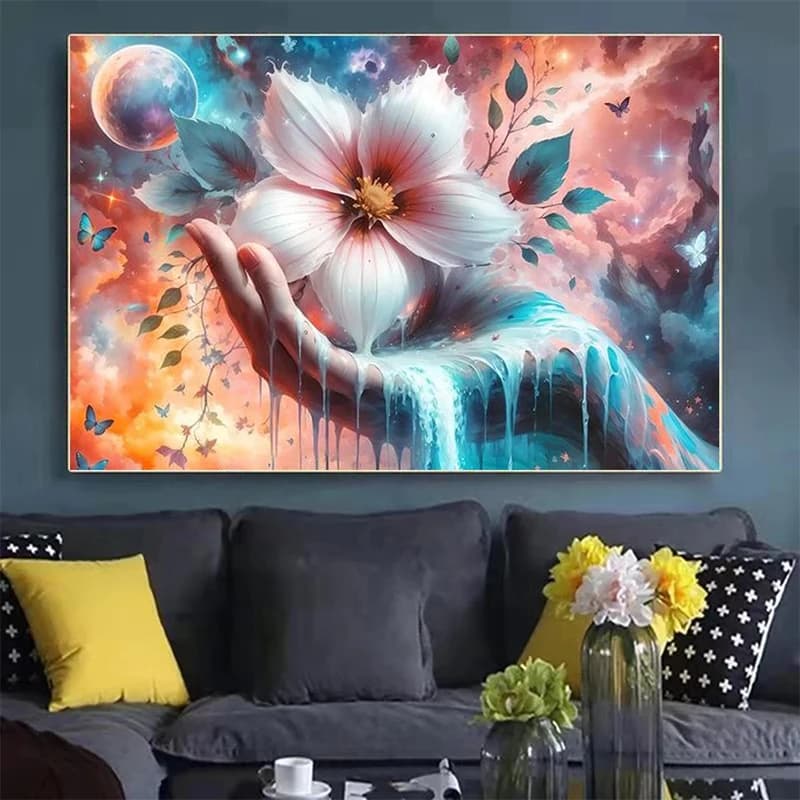 Lily Flower 5D Diamond Painting Full Diamond Art Embroidery Restaurant Office Bedroom Home Decor DIY Diamond Cross Stitch Kits