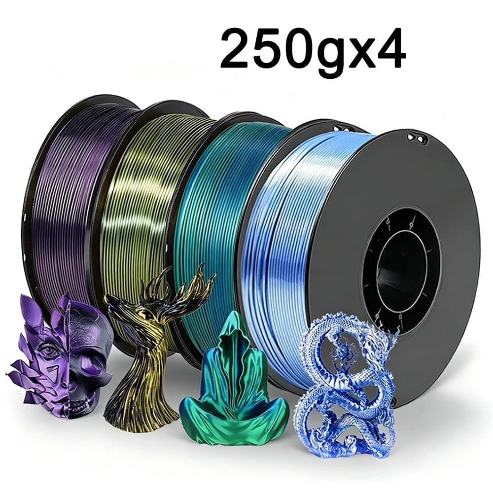 250g 500g 1Kg Two colors PLA Silk Blue Green Filament 3D Printer 1.75mm Double Color Silk Silver Blue Printing Material 3D 250gx4