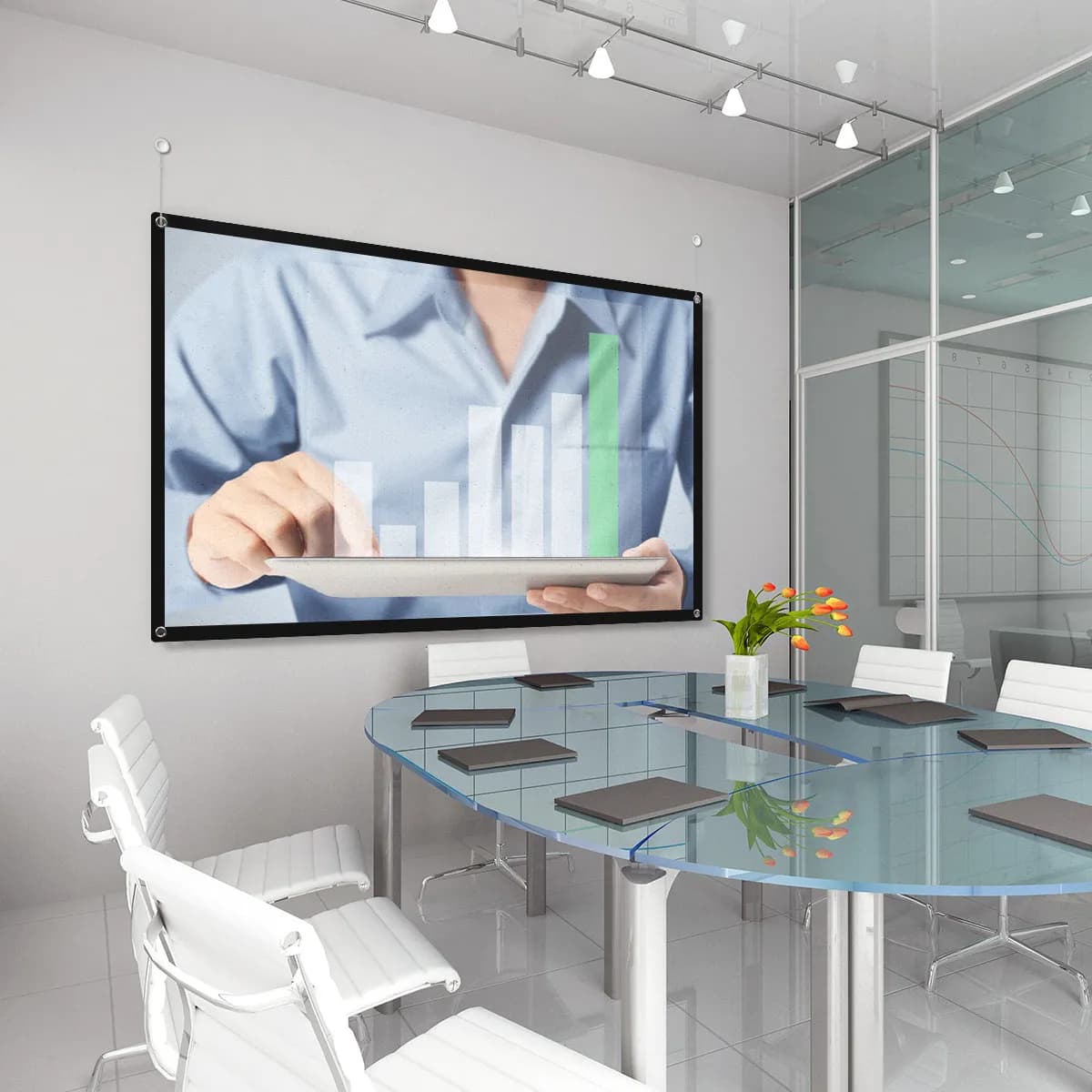 Anti-Crease Folding Projection Screen Portable Projector Screen for Office Business Conference Classroom Gaming