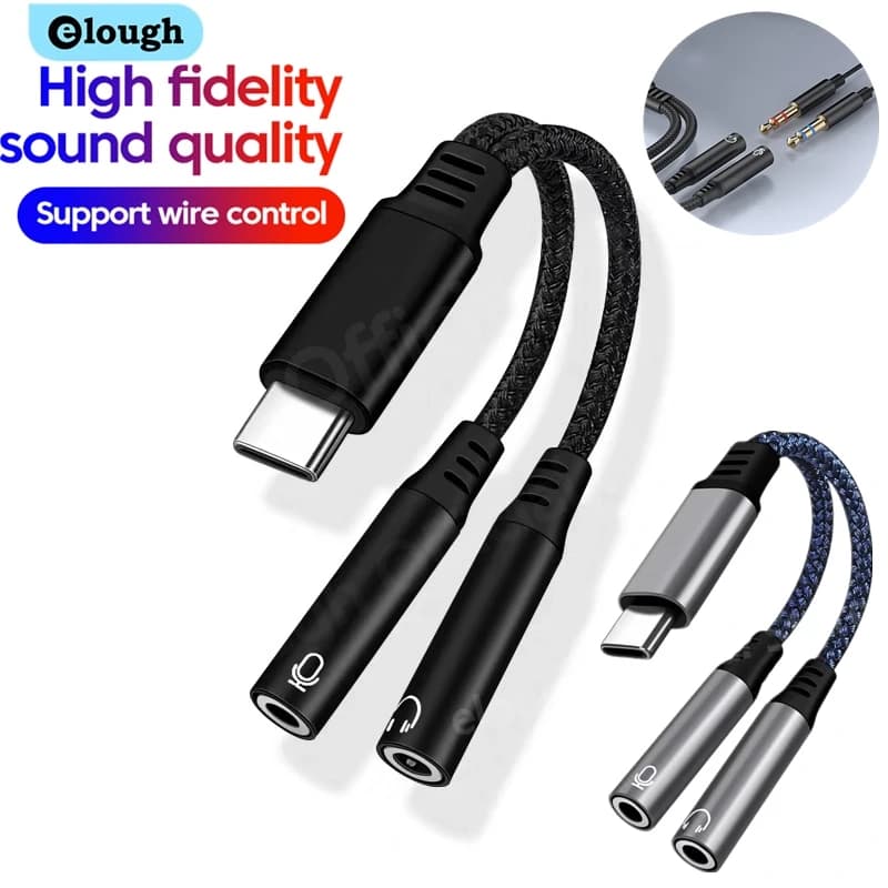 Elough Tipo C a Jack da 3,5 mm Adattatore vocale per cuffie per iPhone16 15 Samsung USB C Maschio a Adattatore audio DAC Aux femmina da 3,5 mm