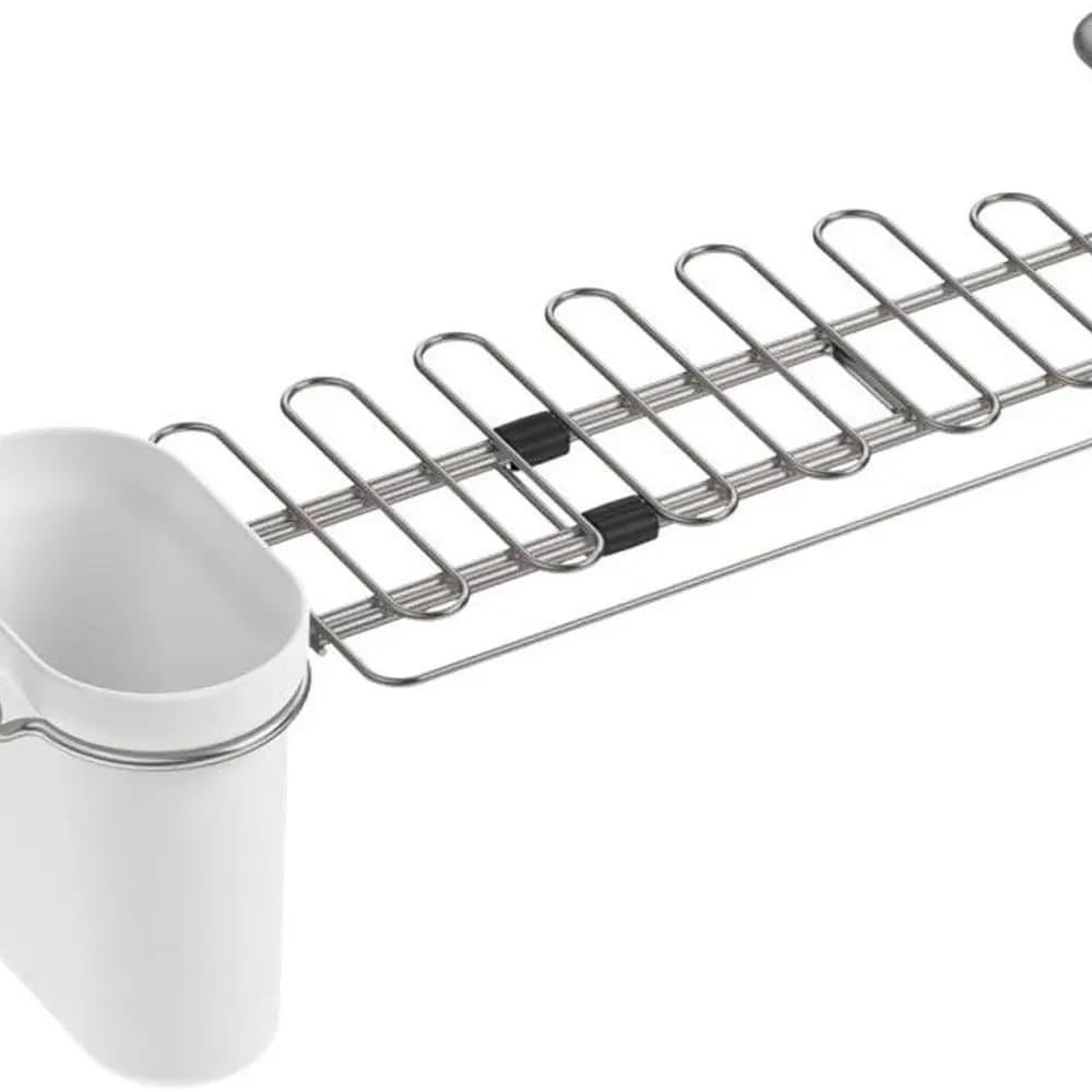Stendino per lavello espandibile con portasciugamani, carrello da cucina, bianco, 14,6-17,6