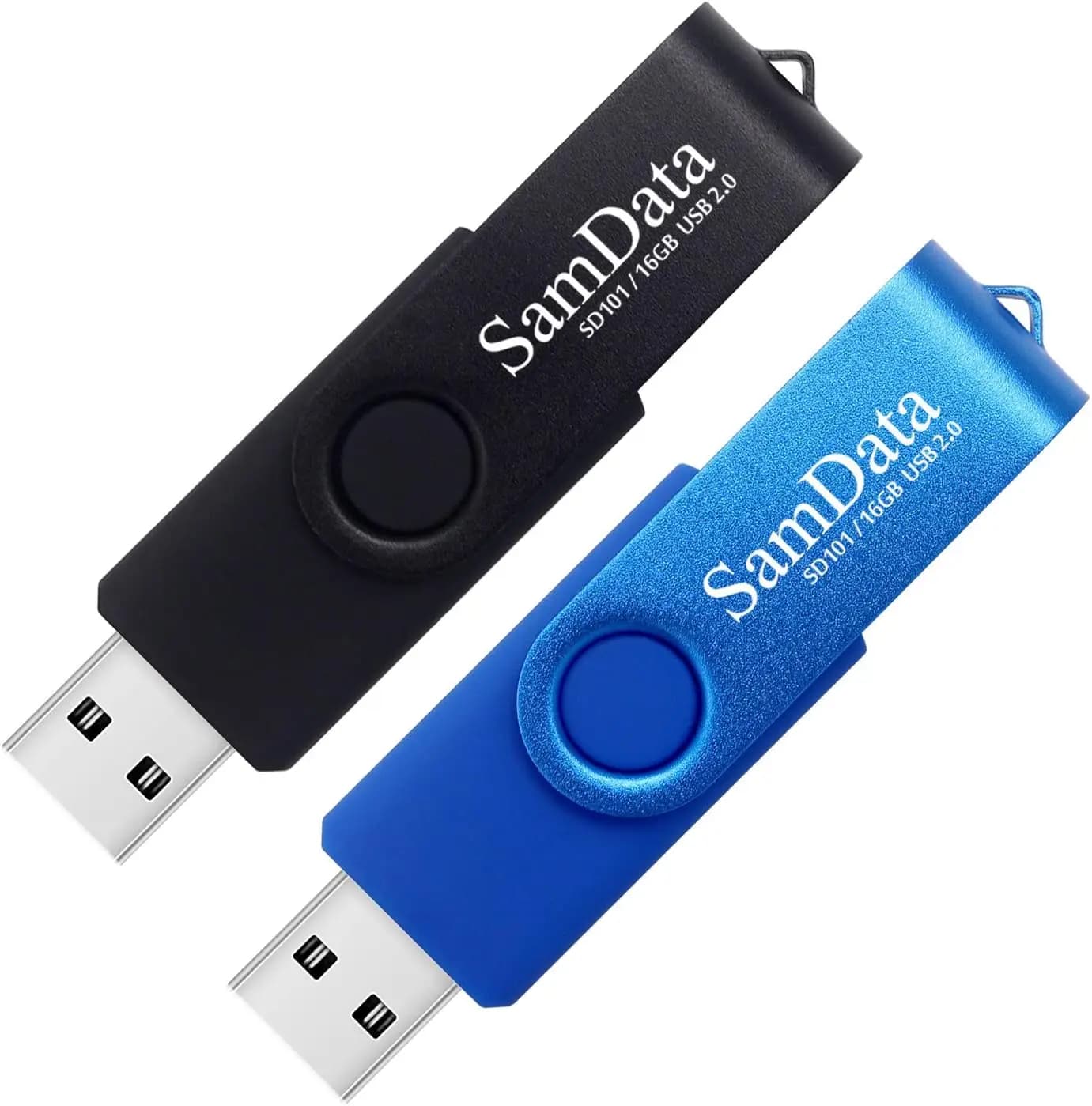 Chiavette USB da 16 GB, confezione da 2, con luce LED per archiviazione e backup (Nero e Blu)