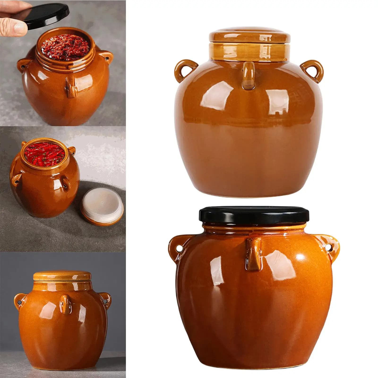 Barattolo portaoggetti in ceramica con coperchio accessori regalo collezione Decor contenitori fatti a mano per Pickels Home Table Kitchen