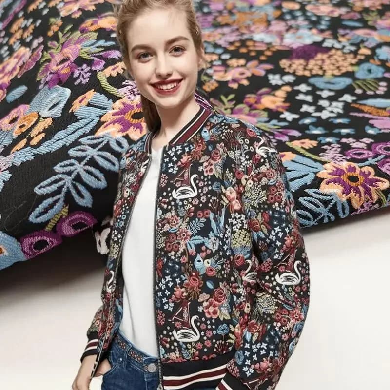 European Yarn-dyed Jacquard Brocade Fabric Brand Fashion Design for Dress Jacket Baseball Uniform Clothing Material Sewing