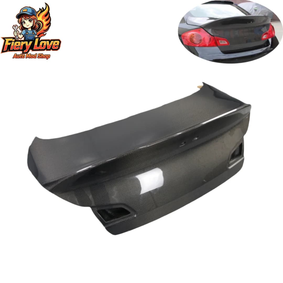 New Design‌ For Infiniti G37 4 Door Sedan 2008-2013 Carbon for TF Style Rear Trunk With Camera Hole And Open Trunk Button Hole