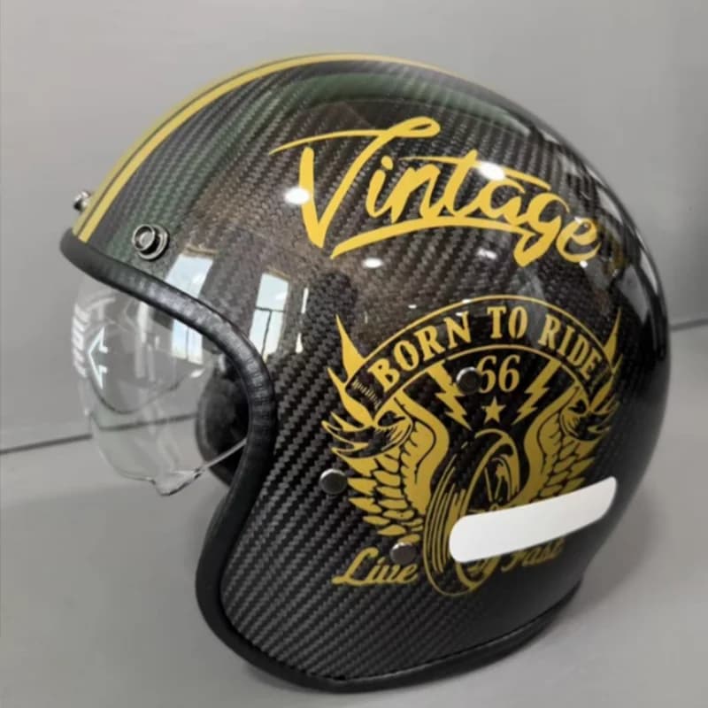 Cool Hot Wheels 3/4 Carbon Fiber Open helmet Approved DOT for Cruiser Scooter Bike Riding Comfortable Gea Protection