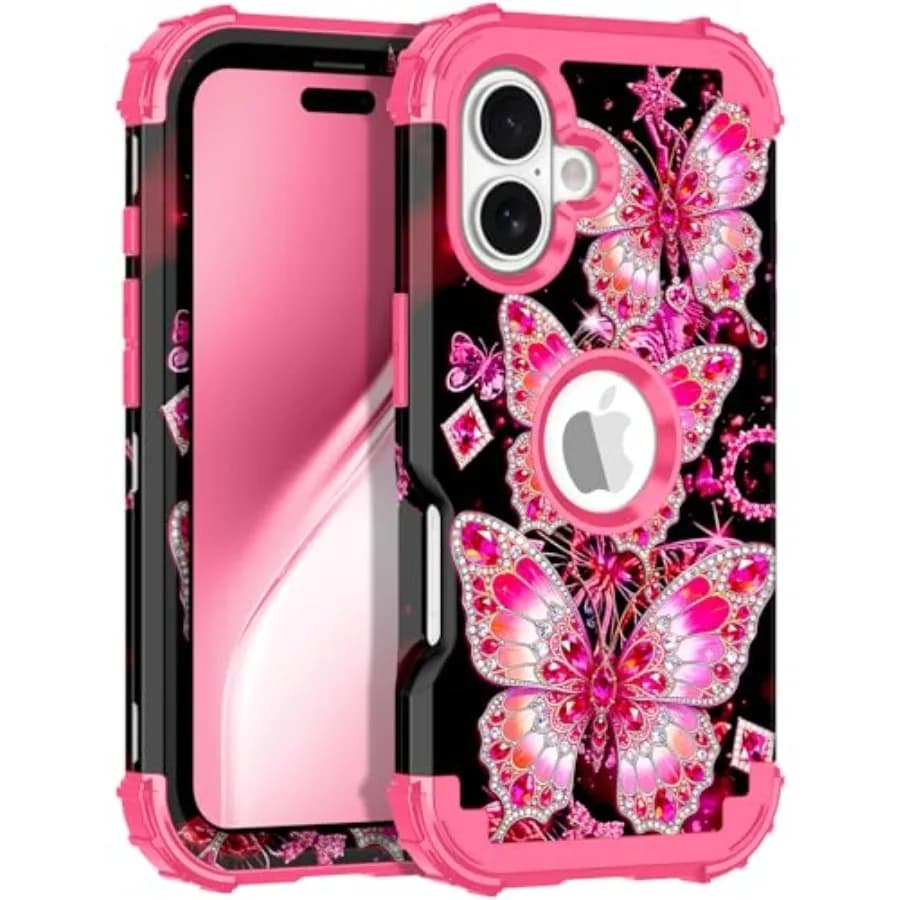 for iPhone 16 Plus Case, Three Layer Heavy Duty Shockproof Protection Hard Plastic Bumper +Soft Silicone Rubber Protective Case