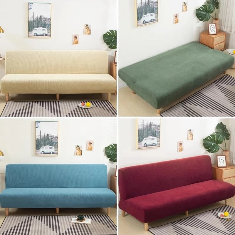 Modern minimalist universal corn kernel sofa bed cover, simple foldable sofa elastic full-cover armless sofa slipcover