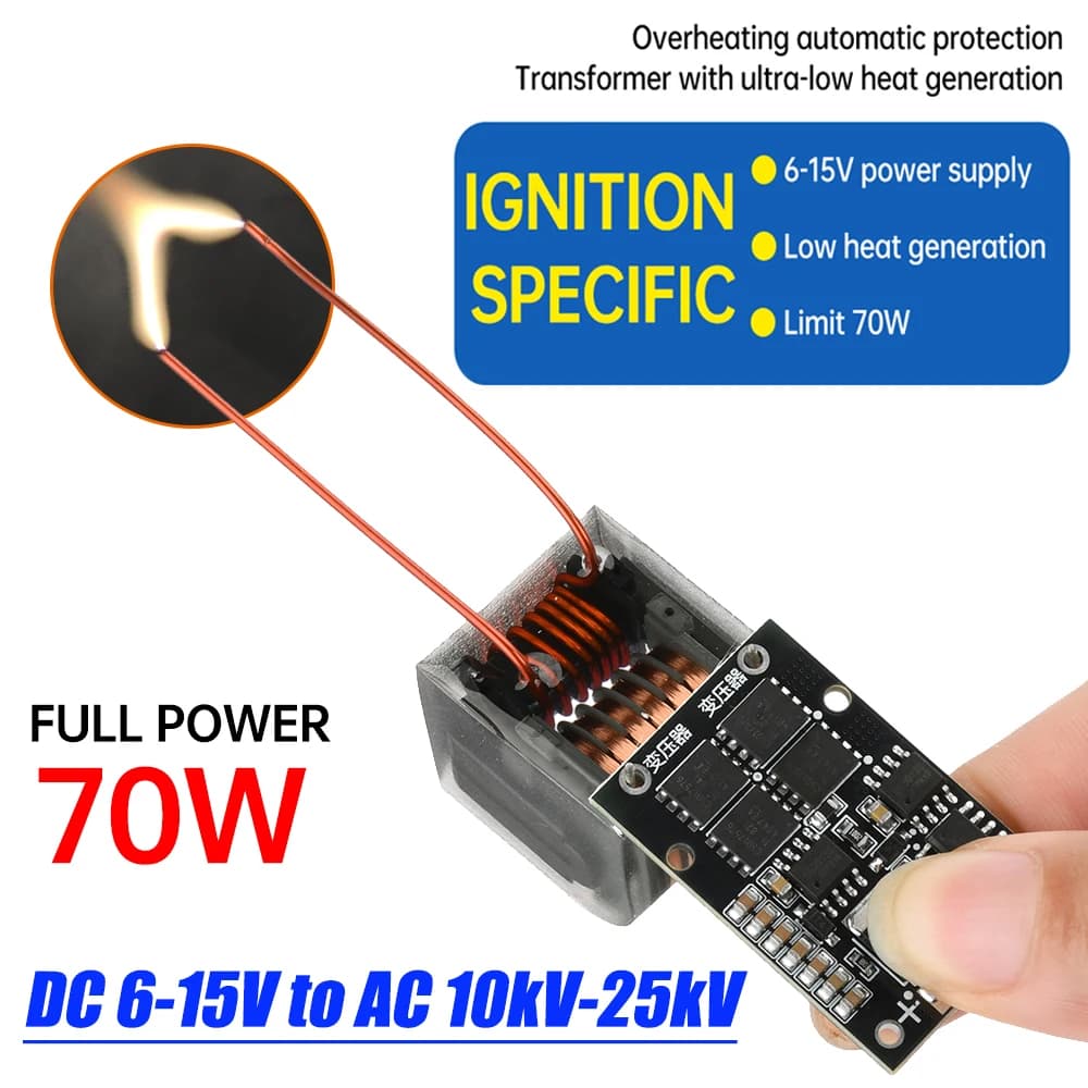 Scheda driver modulo accenditore ad arco ad alta tensione - DC 6-15V a AC 10kV-25kV Trasformatore Accendino Boost Spark Bobina di accensione