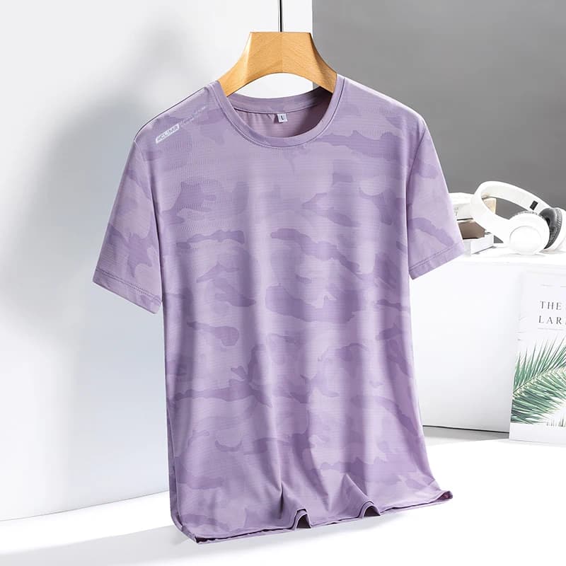Women Fashionable Printed Ice Silk T-shirt for Summer Sweat Absorbing Quick Drying Lightweight Breathable Casual Sports T-shirt