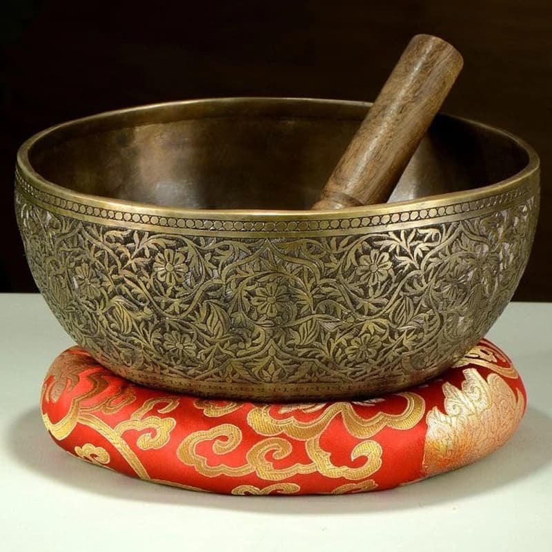Nepal Singing Bowl Hand Carving Tibetan Bowl Yoga Meditation Metals Copper Bowls Buddhism Mindfulness Sound Healing Instrument