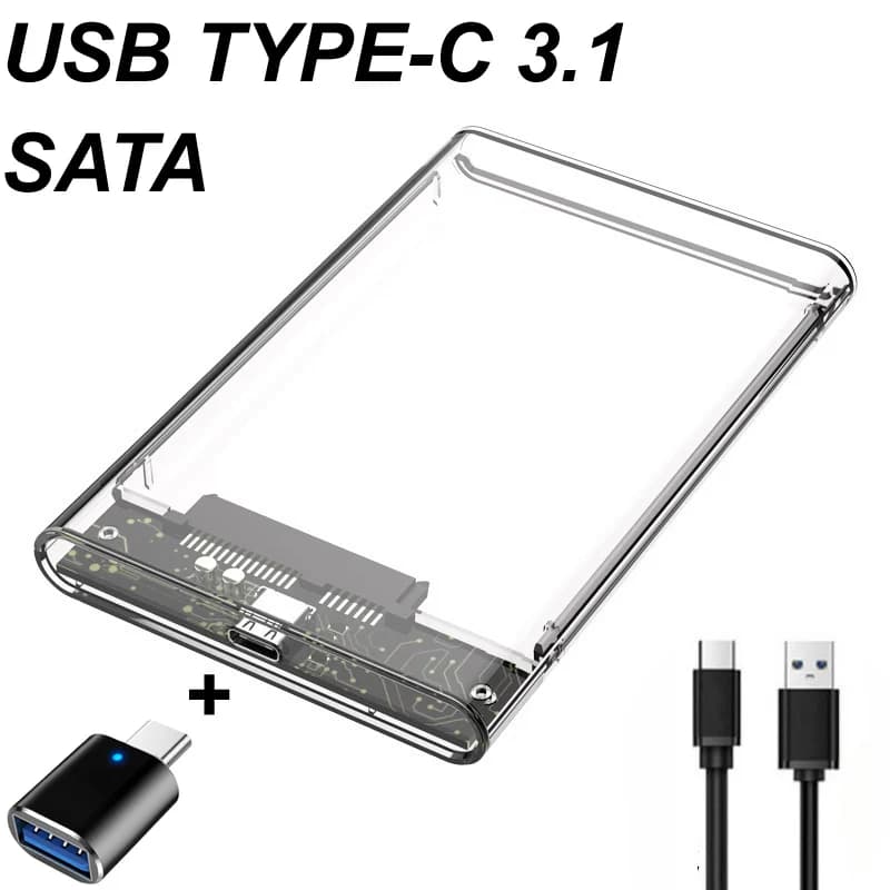 USB TYPE-C 2.0/3.0/3.1 Trasparente Senza Strumento 2.5 Pollici Gen2 10/5Gbps SATA III Disco Rigido Esterno HDD Custodia SSD Scatola UASP
