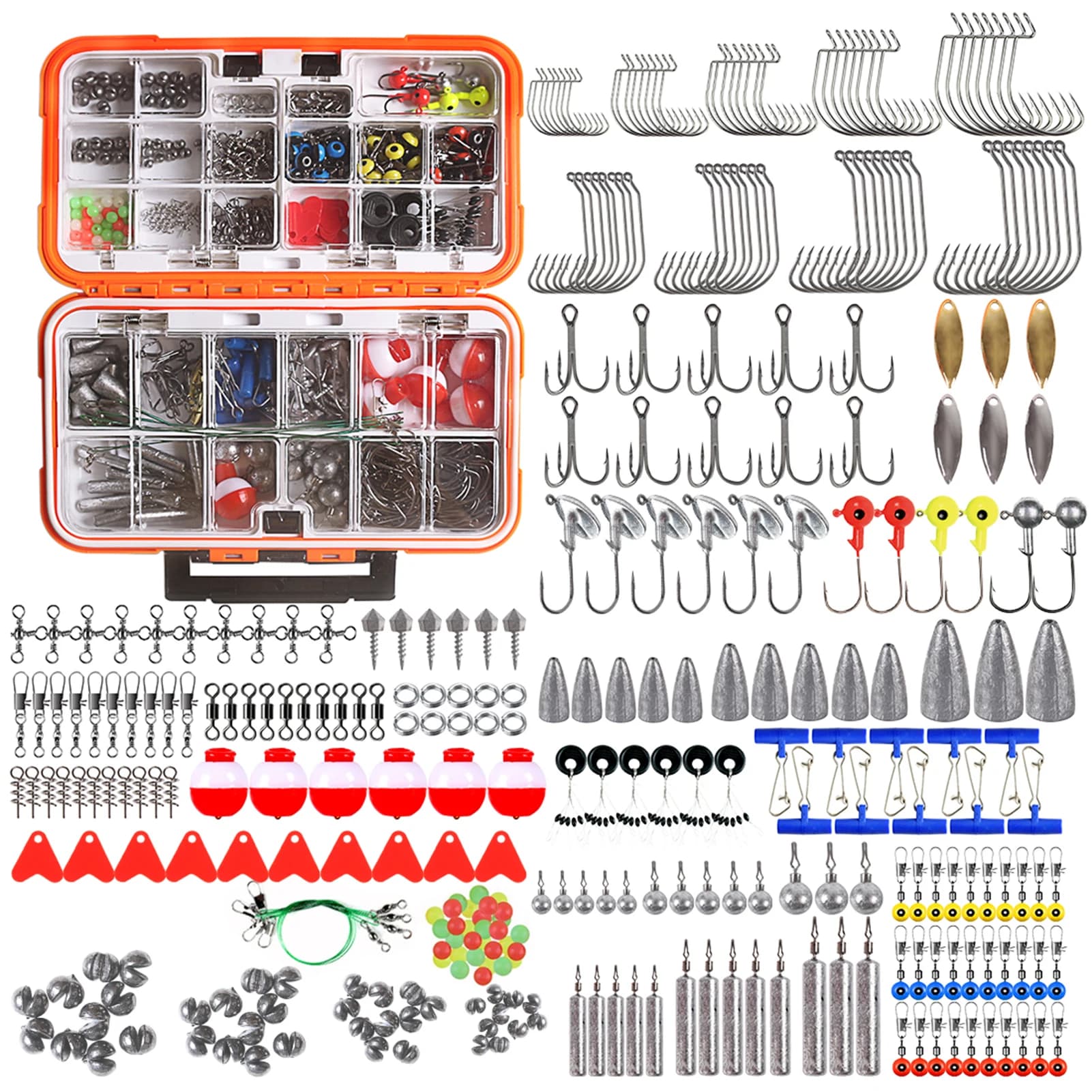 Kit of Accessories for Fishing with Box Door Tools, Needles for Fishing, Weights, Rainheads, Spins in Barilotto - Complete Set of Fishing Accessories