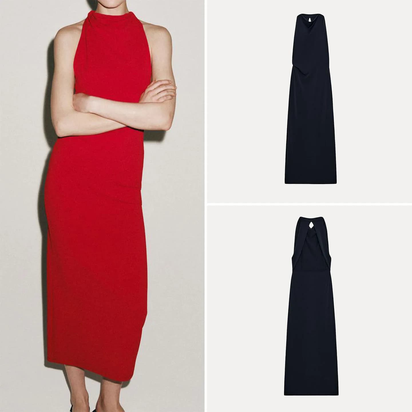 Summer 2026 Women's Long Dress Backless Hanging Collar Pleated Gown European Style Zadata Brand Sleeveless Slim Fit Daily Wear