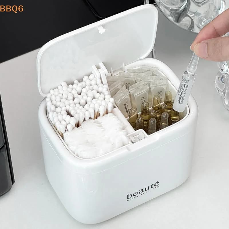 *1Pcs Automatic Pops Up Lift No-drill Cotton Swab And Makeup Cotton Dispenser Hair Accessories And Hair Tie Desktop Storage Box