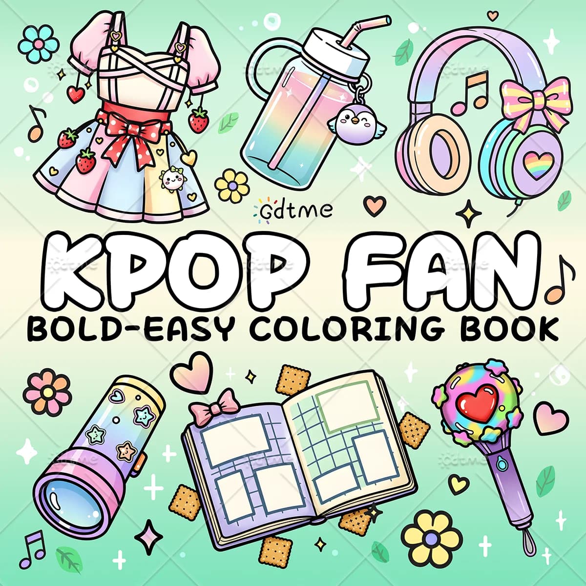 K-pop Fan Bold & Easy Coloring Book for Adults: Fashion & Fan Culture Coloring Pages , Stress Relief Art Activity Book