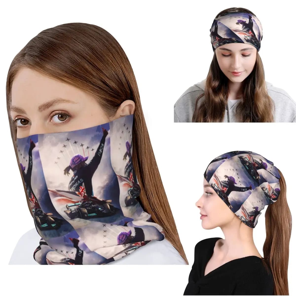 Glory_Lewis Hamilton_Art - F1 2024 Bandana, scaldacollo, maschera, sciarpa, fascia per la testa calda, berretto, cappello, unisex, per adulti, antivento
