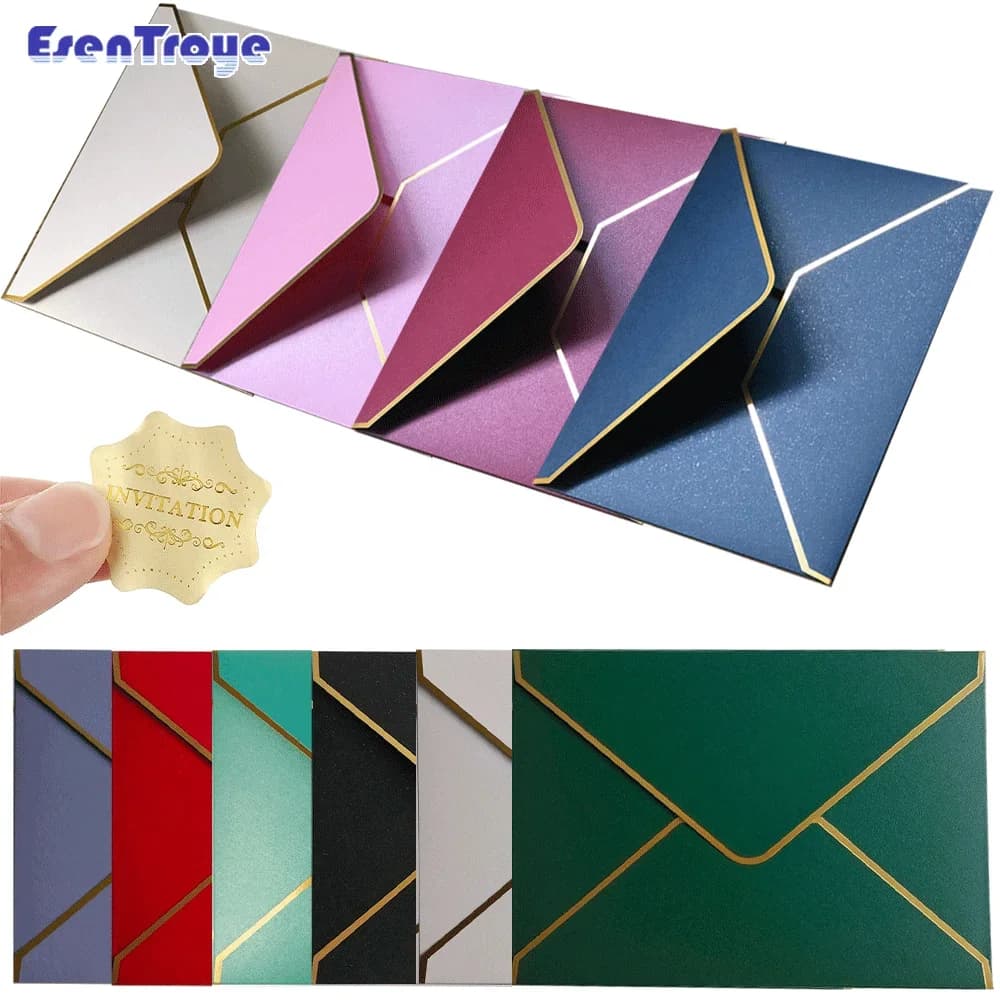 Buste A7 addensate buste per carte 5x7 "buste con patta a V bordo dorato per inviti di nozze Baby Shower feste di laurea