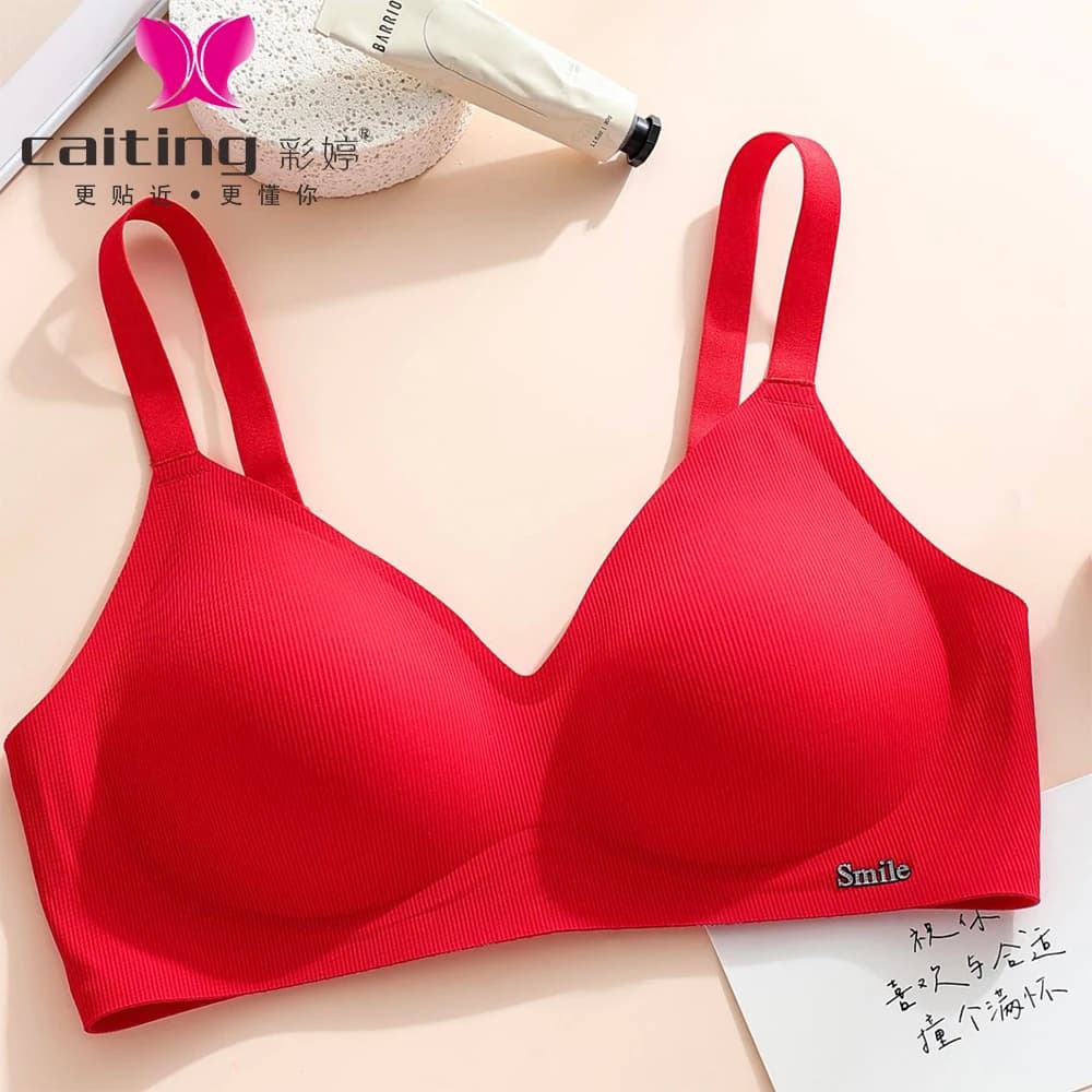 CAITING Bellissimo reggiseno a coppa in lattice sul retro Strisce di supporto morbide Intimo delicato sulla pelle per le donne con seni piccoli