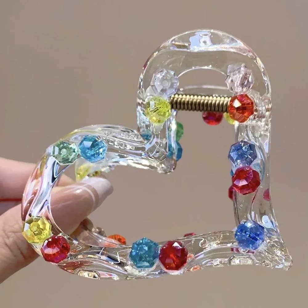 Clear Acrylic Star Hair Claw Bright Rhinestone Dopamine Style Y2K Shark Clip Sweet Pastel Non Slip Teeth Shark Hair Clip