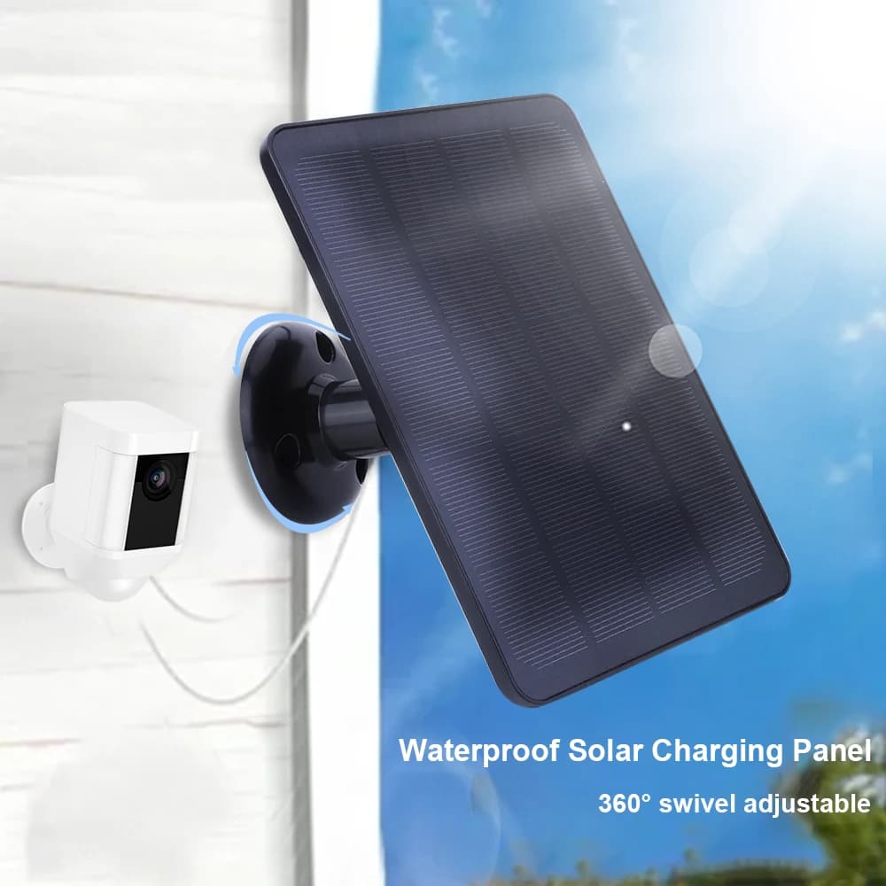 Caricatore Solare 4W 5V Impermeabile con Staffa Regolabile per Montaggio a Parete per Ring Stick Up e Telecamera Spotlight