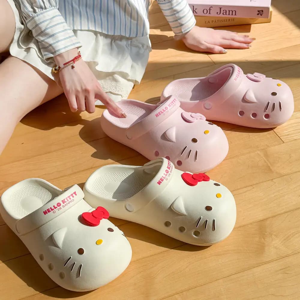 Pantofole da Casa Hello Kitty, Ciabatte Estive Sanrio Anime KT per Donna, Scarpe Kawaii con Suola Morbida in EVA, Antiscivolo per Bagno