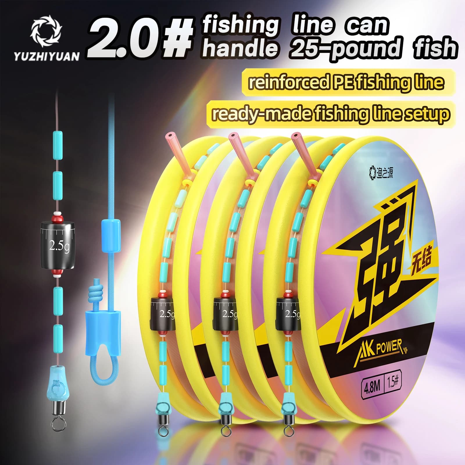 Set of universal ready-to-use fishing dances for fresh water from 8.1 m (for 8.1 m barrels) – Main line kit and leader, all waters, suitable for beginners.