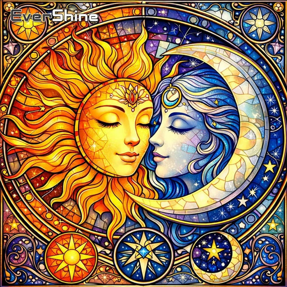 Evershine Cross Stitch Kit Sun Portrait 11CT Embroidery Moon Design New Arrivals Needlework Suitable For Beginners Wall Decor