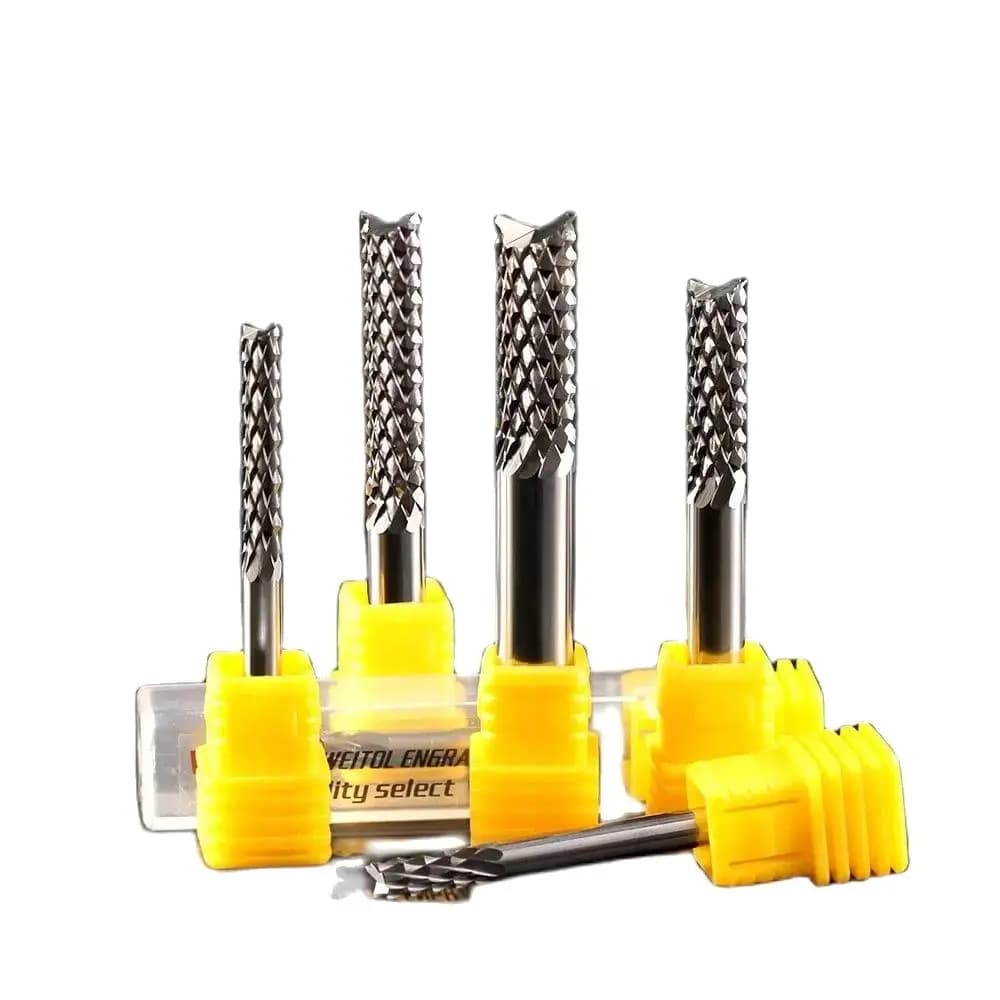 Weitol 3A 1 pc 3.175/4/6mm Tungsten steel Corn Cutter Cement board Hardwood PCB cutting CNC Router Bits