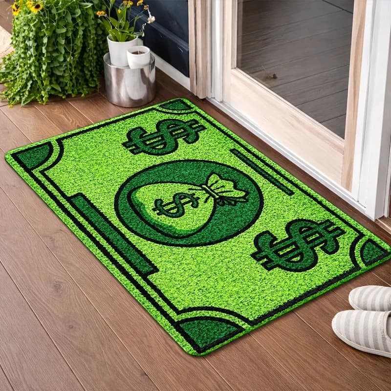 Novelty cash bag symbol floor mat, rich lucky money design rug for home entrance and porch decor