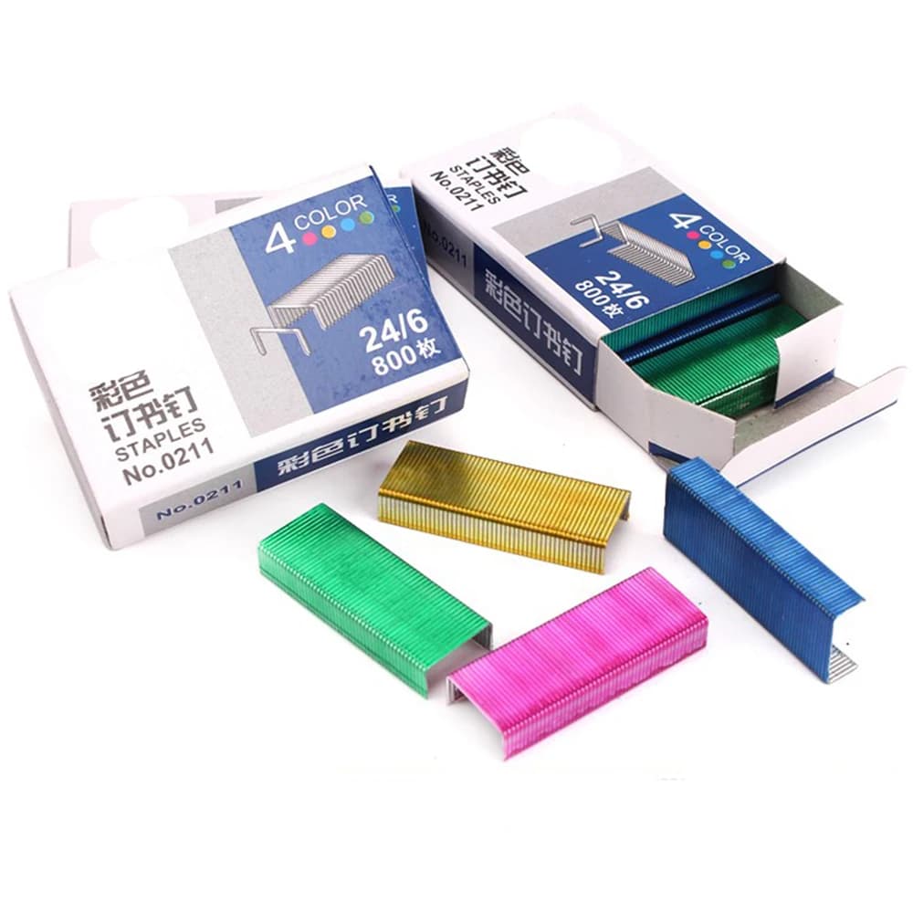 10 scatole 8000,24/6 graffette colorate colorate graffette in acciaio inossidabile per mini cucitrice forniture per piegatura per ufficio