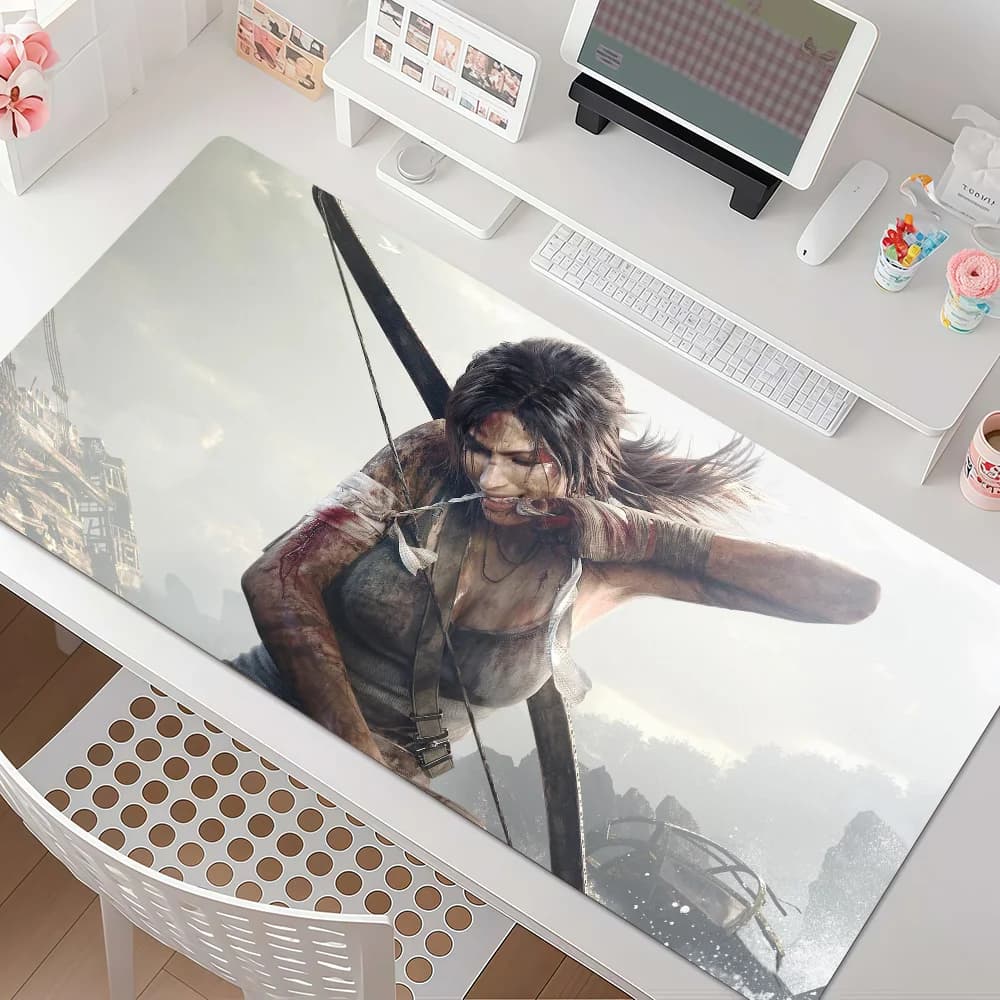 Game T-Tomb R-Raider Mouse Pad Anti Slip Rubber Edge Locked Thickened Laptop Gaming Desk Mat