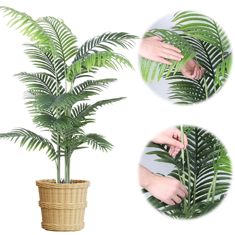 Palm Plant Artificial Areca 5FT, Palm Tropicale Dypsis Lutescens in Vase for Home, Office and Garden