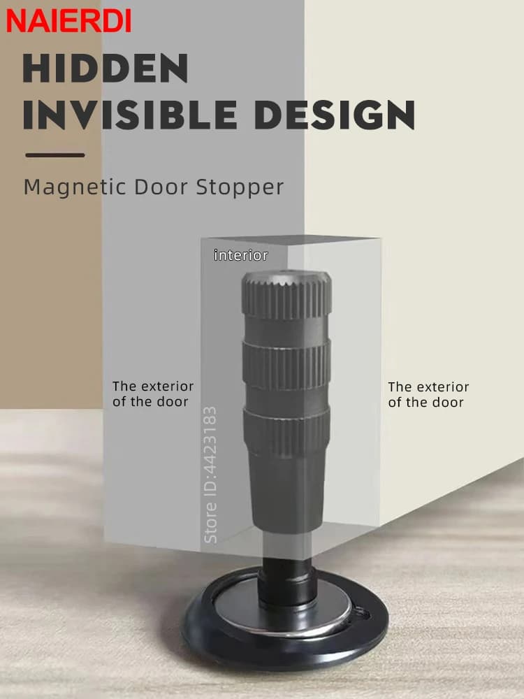 NAIERDI fermaporta magnetico invisibile fermaporta a scomparsa per impieghi gravosi per il pavimento della porta nascosto installa il supporto per porta di aspirazione silenzioso
