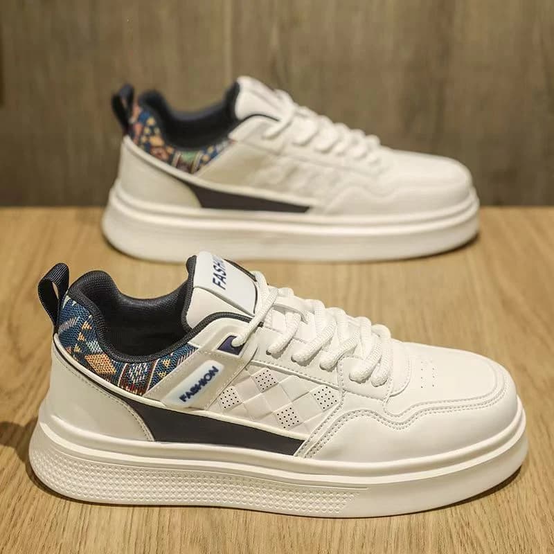 Men's Sporty Casual Shoes Soft Bottom Versatile Summer Trendy White Sneakers Short Tube Work Boots Desert Boots PU Material