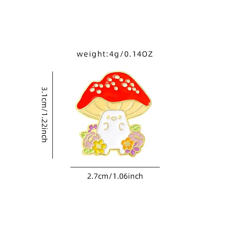 New Pretty Flower Mushroom Figure Enamel Brooches Cute Agaric Cat Collar Pins For Backpack Bag Hat Jewelry Free Shipping